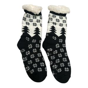 Dosoni Womens Slipper Fuzzy Socks - Snowflake Black, US Women 5-10